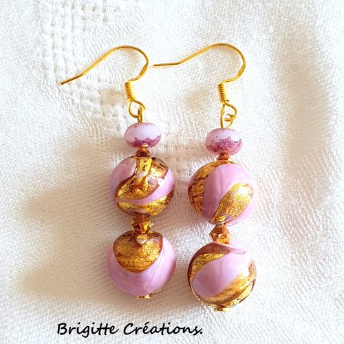 Boucles d'oreilles en perles de verre de murano authentiques