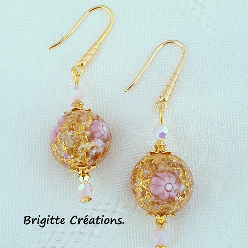 Boucles d'oreilles en perles de verre de murano authentiques.