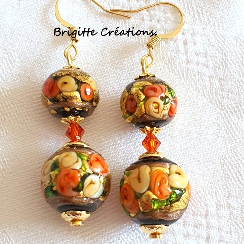 Boucles d'oreilles en perles de verre de murano authentiques.
