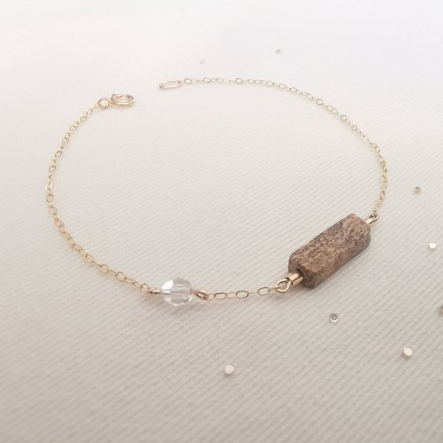 Bracelet ~ amulettes ~ pierre jaspe femme gold filled or 14 k pierres naturelles jaspe paysage brillesurmoi