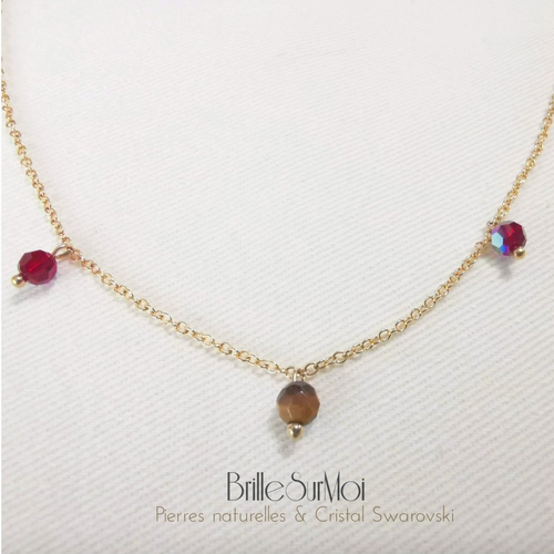 perles verre Collier mi-long femme laiton argenté perles céramique vieux rose Bijoux Colliers Colliers de perles cadeau femme 