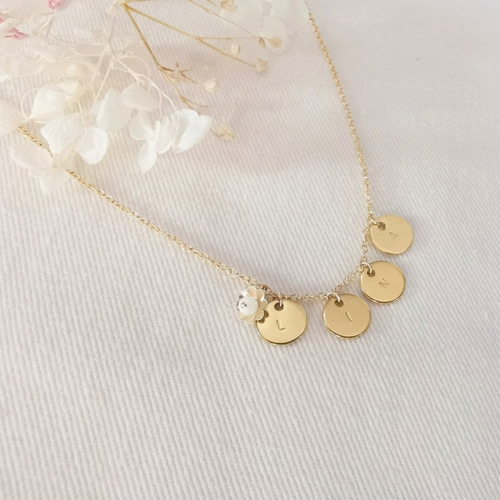 Collier ' pampillettes d'initiales '   gold filled or 14k brillesurmoi