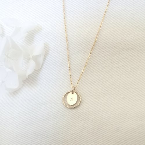 Collier minimaliste ~ initiale ovale cerclé ~gold filled or 14k brillesurmoi