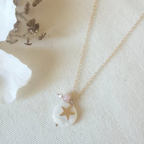 Collier ~ celeste ~  gold filled or 14 k pierres naturelles  & cristal brillesurmoi