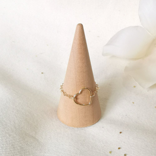 Bague chainette ~ mon coeur  ~  gold filled or 14k   brillesurmoi