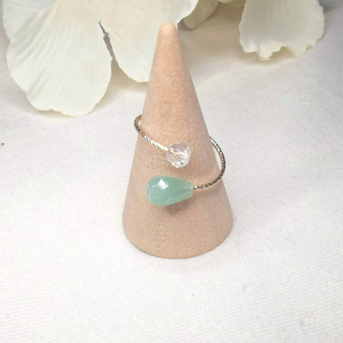 Bague ouverte  'goutte floral' ajustable gold filled 14k perle naturelle   brillesurmoi