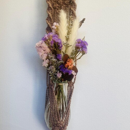 Suspension macramé + fleurs séchées