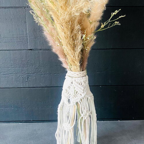 Vase macramé + fleurs séchées