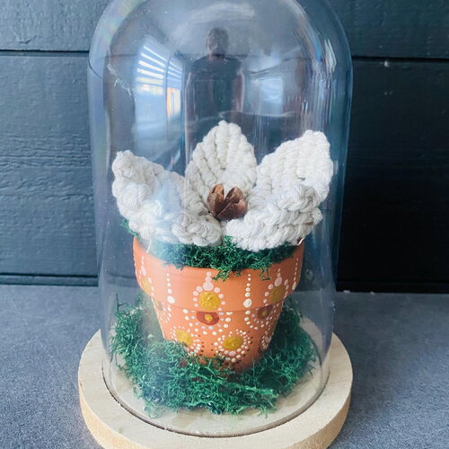 Cloche fleurs en macramé