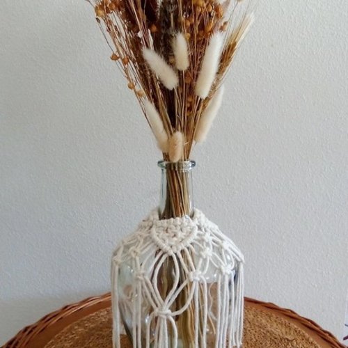 Vase macramé + fleurs séchées