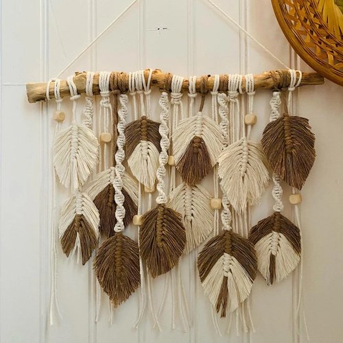 Suspension feuille macramé