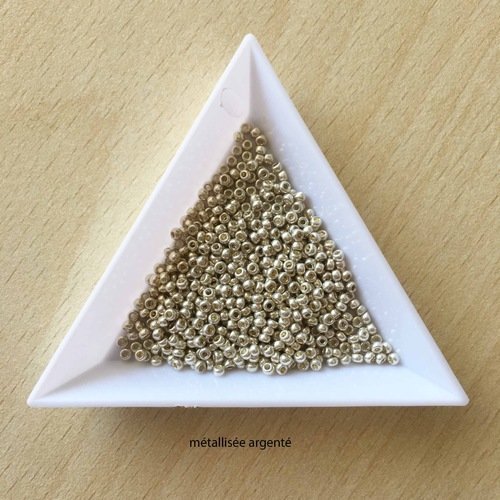 Sachet de perles de rocaille 2,3 mm  métallisée argenté