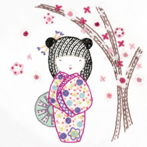Kit de broderie: yoshimi, jolie kokeshi