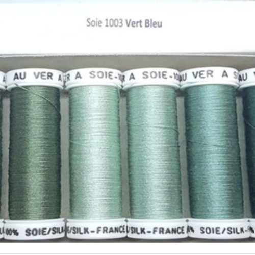 Pack de fils de soie 1003 "vert bleu "