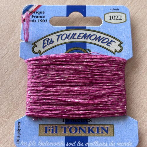 Fil à broder tonkin 1022 vieux rose lamé or