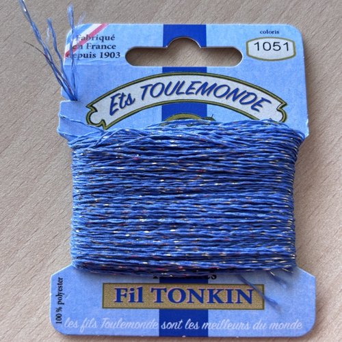 Fil à broder tonkin 1051 gris bleu lamé or