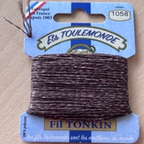 Fil à broder tonkin 1058 taupe lamé or