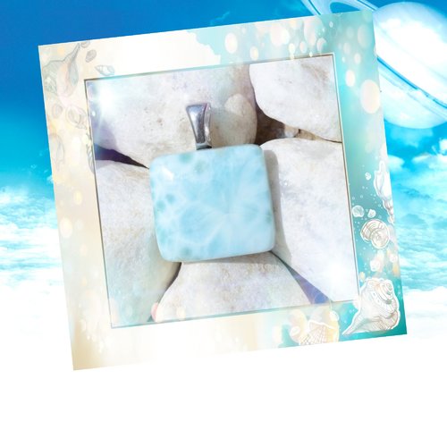 Pendentif pierres véritable naturelle bleu en larimar de la république dominicaine