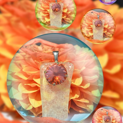Pendentif en cristal et verre de mer
