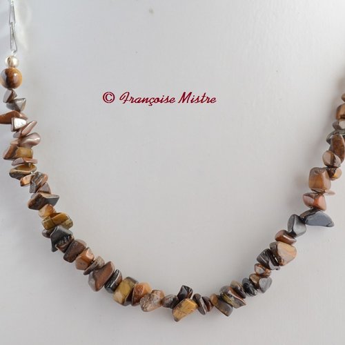 Collier pour femme pierres naturelles rose ou marron