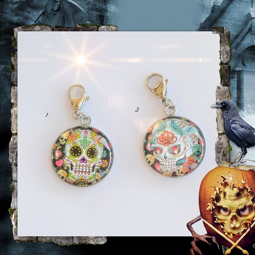 Charm tête de mort mexicaine avec mousqueton