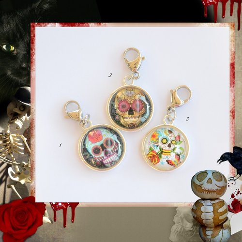 Charms tête de mort mexicaine avec mousqueton