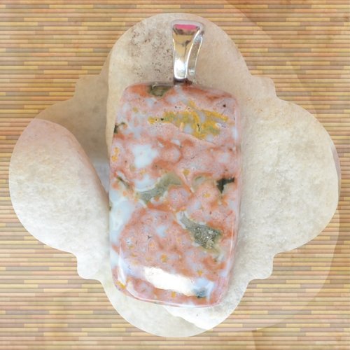 Pendentif en pierre naturelle jaspe océan