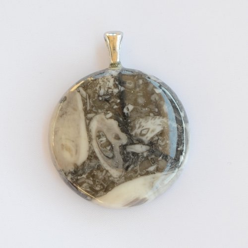 Pendentif en pierre naturelle crinoïde fossile