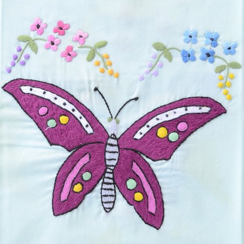 Broderie livrée finie, prête à coudre par vos soins.