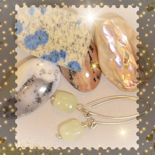 Boucle d’oreille pendante en jade et argent 925