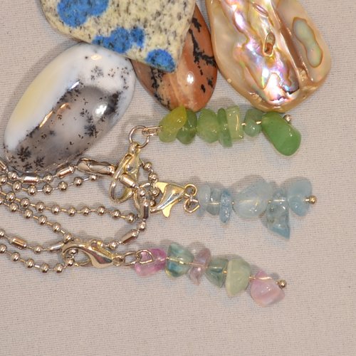Pendentif femme tendance 2026 en fluorite, aigue marine ou aventurine