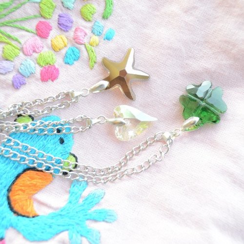 Collier et pendentif en cristal et acier