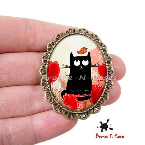 broche vintage jacky de g chat métal argenté