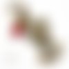 Bijou de sac " petit chat " bronze perle rouge mousqueton fleur 