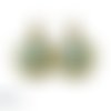 Boucles d'oreilles " voyage en montgolfière " cabochon vert rétro vintage dormeuses 