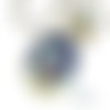 Collier " voyage en montgolfière " cabochon bleu rétro vintage