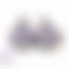 Boucles d'oreilles " monsieur chat " bijou fantaisie cabochon violet bleu bronze dormeuses 