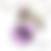 Collier " cheval " cabochon violet fleurs fille bronze bijou 