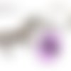 Porte clés cabochon " cheval " cabochon violet fleurs fille bronze bijou 