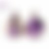 Boucles d'oreilles " poupée russe kawaii " fleurs violettes cabochon dormeuses