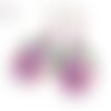 Boucles d'oreilles " voyage en montgolfière " alice aux pays des merveilles rose cabochon bronze 