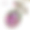Sautoir  " voyage en montgolfière " alice aux pays des merveilles rose cabochon bronze 