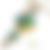 Collier " plume de paon " cabochon bleu vert et jaune bronze bijoux perles 