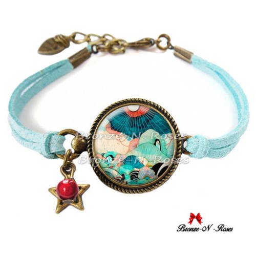 Bracelet " rêve marin " bleu cabochon la mer bijou fantaisie perle 