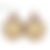Boucles d'oreilles " coeur beige " cabochon de verre bronze bijou fantaisie fleurs dormeuses 