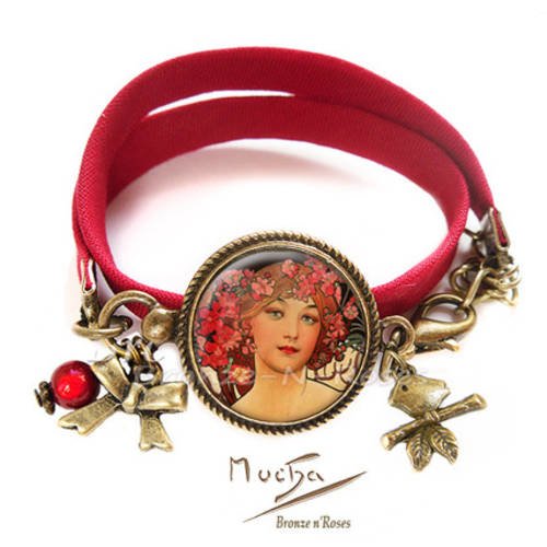 Bracelet " daydream " bijou cabochon art nouveau alphonse mucha 