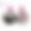 Boucles d'oreilles " papillon rose et le chat " cabochon bijou fantaisie gris verre dormeuses 