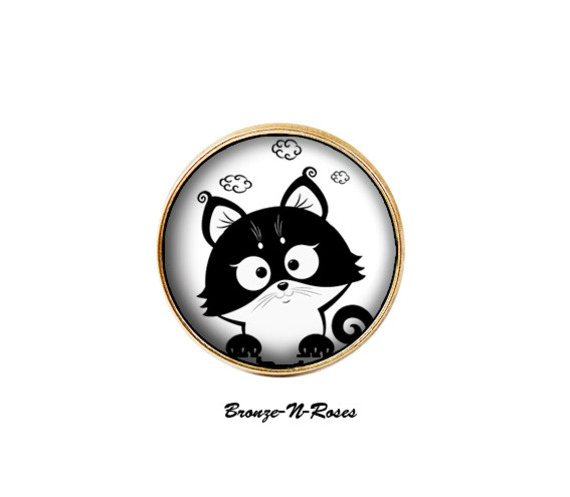 Bague Petit Chat Noir Rigolo Cabochon Bronze Bijou Fantaisie Verre Un Grand Marche