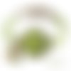 Bracelet " kiwi " cabochon vert bronze bijou fantaisie jaune verre