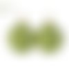 Boucles d'oreilles " kiwi " cabochon vert bronze bijou fantaisie jaune verre dormeuses 
